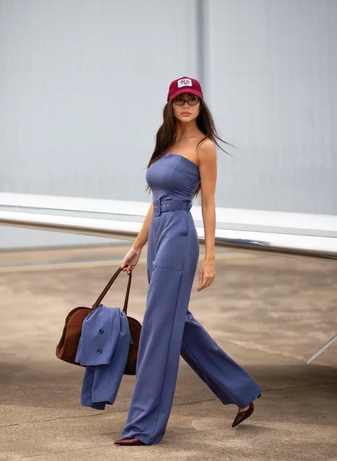 DOT Strapless Pleated Jumpsuit