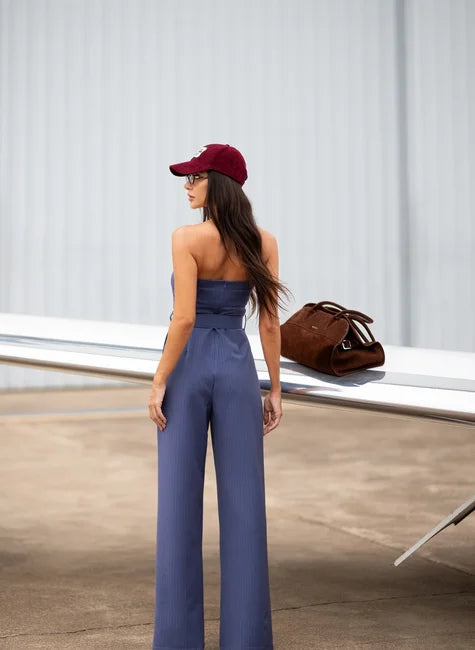 DOT Strapless Pleated Jumpsuit