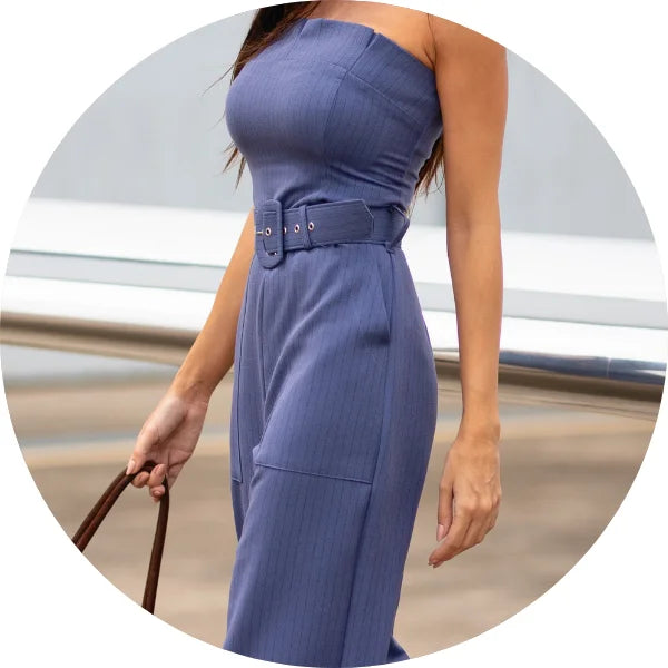 DOT Strapless Pleated Jumpsuit