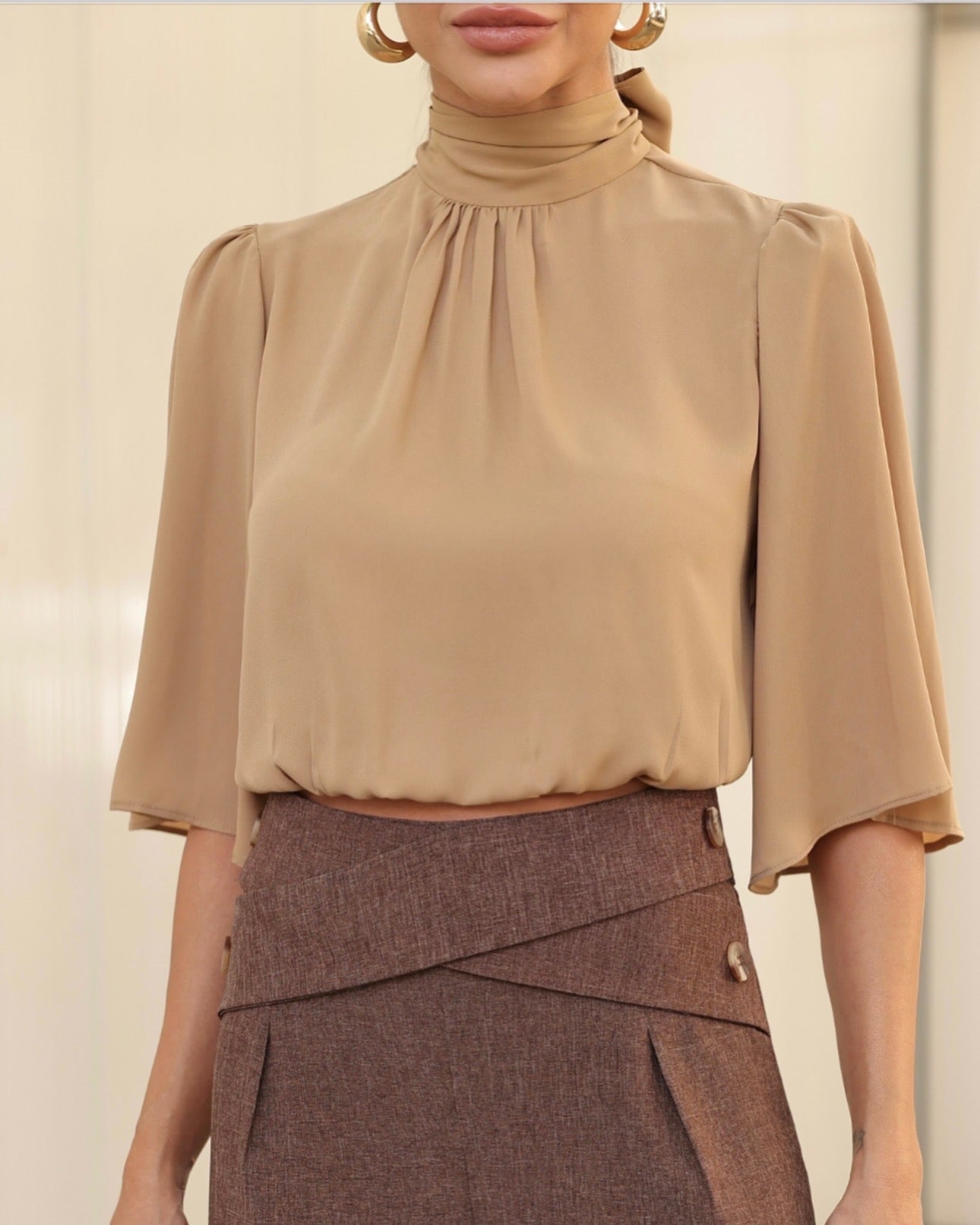 DOT Elastic-Hem Blouse