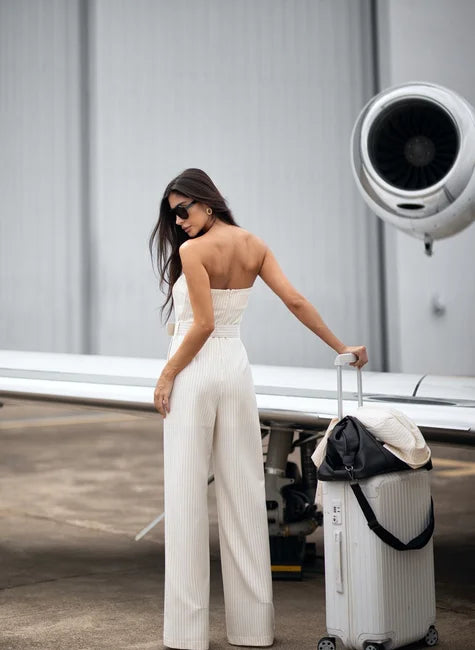 DOT Strapless Pleated Jumpsuit