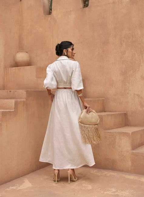 DOT Pure Linen Skirt Set