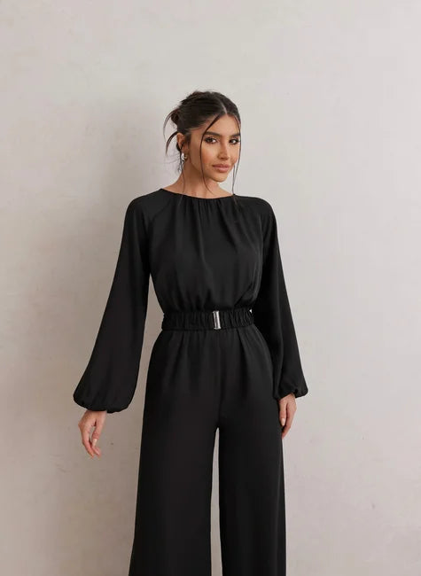 Wide-Leg Jumpsuit with Buckle Belt – DOT