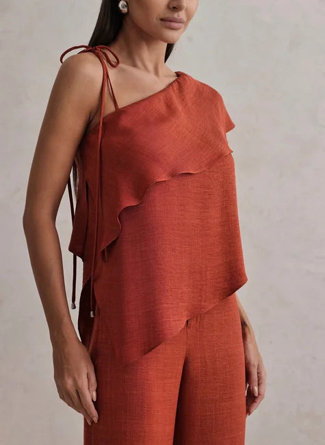 DOT Asymmetrical Blouse Set