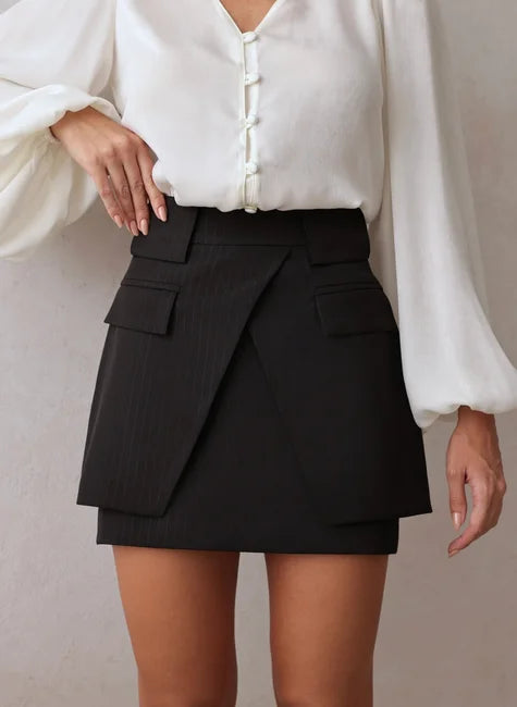 DOT Pinstripe Wrap Skort
